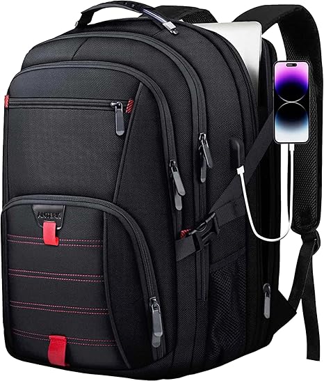 MATEIN Travel Laptop Backpack, 17 Inch Business Flight Approved Carry on Backpack, TSA Large Computer Bag for Men Women with USB Port and Trolley Sleeve, College School Tactical Book Bag, Grey