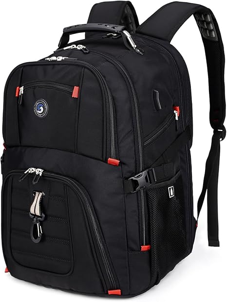 YOREPEK Travel Backpack, Extra Large 50L Laptop Backpacks for Men Women, Water Resistant College Backpacks Airline Approved Business Work Bag with USB Charging Port Fits 17 Inch Computer, Black