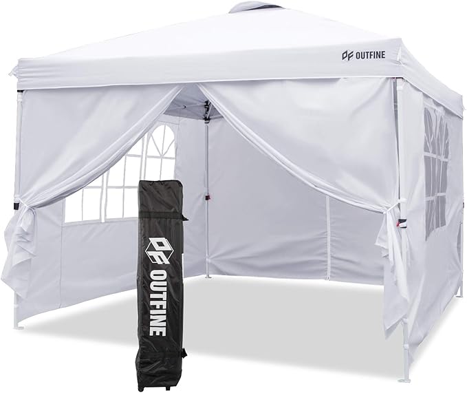 Yaheetech Canopy Tent, Commercial Instant Heavy Duty Canopy, 500D Waterproof Adjustable Canopy with Wheeled Carry Bag, 4 Sandbags and 4 Stakes (10x10, White)